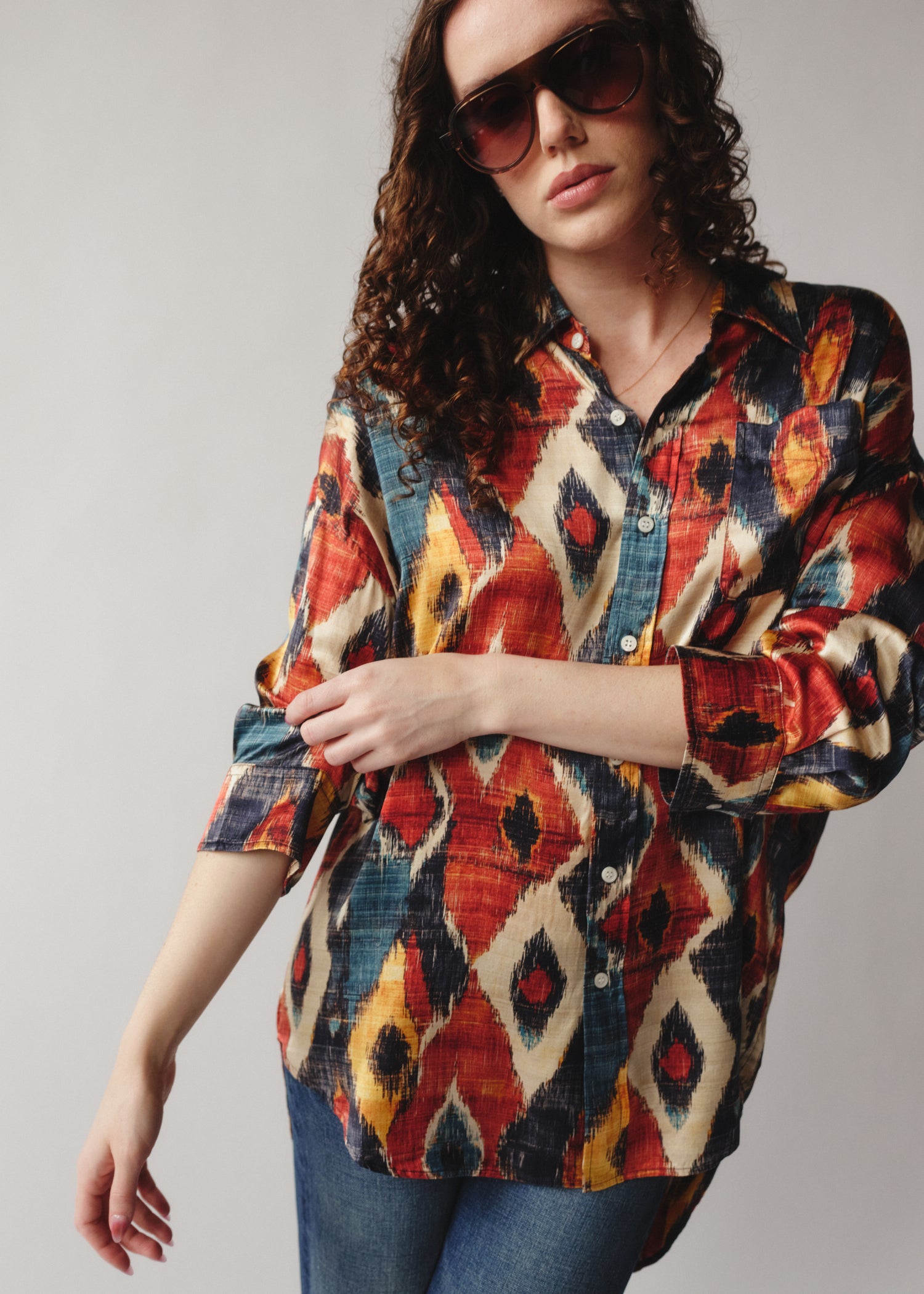 Drop Neck Ikat Shirt